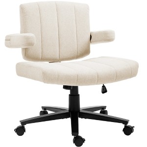QingMoon Criss Cross Office Chair, Fabric Desk Chair, Modern Style Swivel Computer Chair with Adjustable Wide Armrests for Home Office - 1 of 4