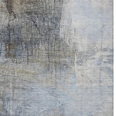 HomeRoots 5' X 8' Sky Blue And Gray Abstract Washable Indoor Outdoor Area Rug