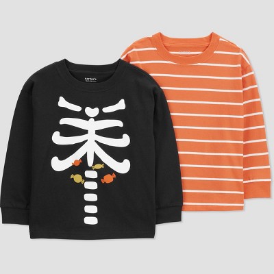 Image of Carter's Just One You®️ Toddler Boys' 2pk Skeleton T-Shirt - Orange/Black 2T