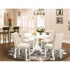 Round Dinette Set 5Pc - 42 Inch Table & 4 Parsons Chairs - Rustic Farmhouse Kitchen Dining Room Set - 2 of 4