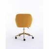 Racxily Modern Teddy Fabric Material Adjustable Height 360 Revolving Home Office Chair With Gold Metal Legs And Universal Wheel For Indoor - 4 of 4