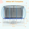 Outdoor Trampoline for Kids & Adults, Recreational Trampoline w/Ladder & Safety Net, Backyard Trampoline, 440LBS Capacity, Round Pumpkin Trampoline - 2 of 4