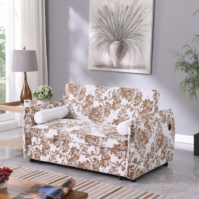 NicBex Modern Convertible Sleeper Chair,Pull-out Sofa Bed with Adjustable Back,Soft Couches with Sturdy Wood Frame for Living Room,Light Brown