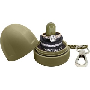 Ring Holder Keychain, Portable Waterproof Jewelry Organizer and Pill Case for Travel & Gym, Olive Green - 1 of 4