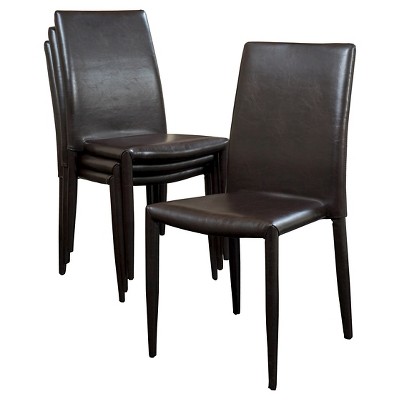 Set of 4 Comstock Bonded Leather Stackable Dining Chair Brown - Christopher Knight Home