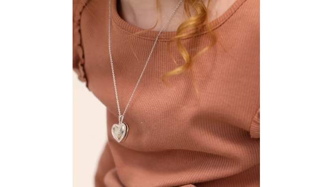 Girls' CZ Border Heart Sterling Silver Locket Necklace - In Season Jewelry, 2 of 7, play video