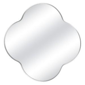 Beautyolove 32 in. W x 32 in. H Scalloped Silver Aluminum Alloy Framed Wall Mirror Quatrefoil Decorative Wall Mirror - 1 of 4