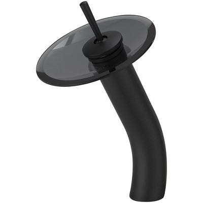 BWE Waterfall Tall Spout Single Hole Single Handle Vessel Sink Faucet Vanity in Matte Black