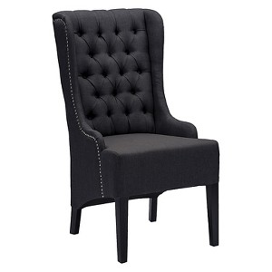 Vincent Linen Button-Tufted Chair with Silver Nail heads Trim Gray - Baxton Studio - 1 of 3