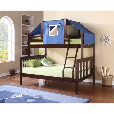 Donco Kids Hilde Mission Twin Over Full Cappuccino Bunkbed With Blue Tent