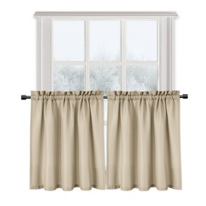 Waffle Weave Waterproof Small Curtain - Decorative Window Cover. Water-Resistant, Easy to Clean & Ideal for Kitchen, Bathroom, RV or Small Spaces - 1 of 4