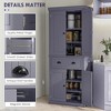 Resenkos 72" Kitchen Pantry Storage Cabinet, Cupboard w/ 4 Doors and 3 Adjustable Shelves, Large Central Drawer, Navy Blue - 3 of 4