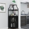 Corner Bar Cabinet, Modern Wine Cabinet with Storage Shelves & Mesh Door, Home Bar Liquor Storage Cabinet with Glass Rack for Dining Room - 3 of 4