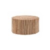 32" Natural Wood Handcrafted Round Coffee Table with Carved Top for Modern Living Room - 3 of 4