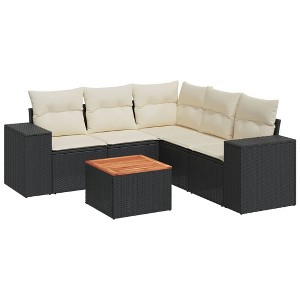 vidaXL Garden Sofa Set Black PE rattan Medium Modular Garden Sofa Set - 1 of 4