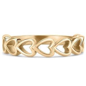 Heart Half Eternity Ring for Women Anniversary Gold over Stainless Steel Wedding Band by Ginger Lyne - 1 of 4