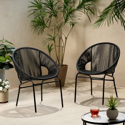 Coolbibila-Modern Patio Chairs, Patio Furniture Chairs Made By Woven Polyethylene Rattan, Dining Chairs Set Of 2