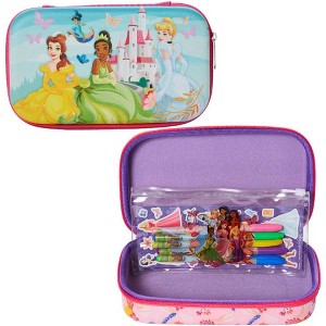 Disney Princess Pencil Case Set with Stickers and Gel Pens for Kids, Molded with Zip Closure - 1 of 1