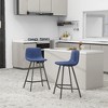 LeisureMod Elland Leather Bar Stool – Modern Counter Height Stool with Black Stainless Steel Legs for Kitchen Island or Home Bar Set of 2 - 3 of 4