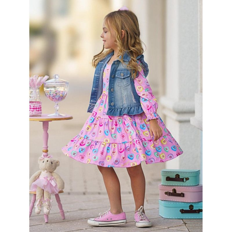 Girls Sweethearts x Mia Belle Girls Darling Valentine Vest And Dress - Mia Belle Girls, 2 of 6