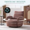 Boucle Swivel Chair with Metal Base, 360° Swivel Leisure Chair for Living Room or Bedroom, Modern Fabric Striped Armrest Accent Chair-Koiai - 4 of 4