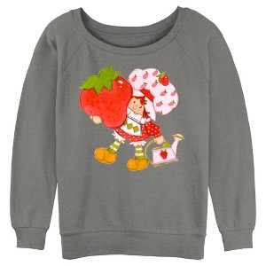Juniors Womens Strawberry Shortcake Cute Berry Gardener Sweatshirt - 1 of 4