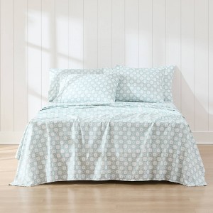 Lush Décor Queen 6pc Daisy Checkered Sheet Set Aqua - 1 of 4