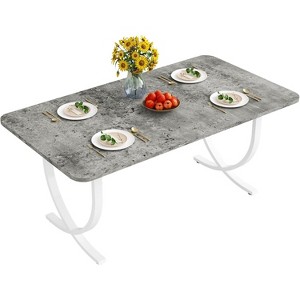 Tribesings 63-inch Dining Table for 4 People, Rectangular Kitchen Table with Metal Legs - 1 of 4