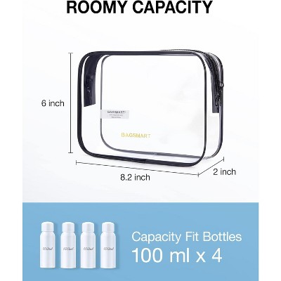 BAGSMART Clear Toiletry Bag, 2 Packs TSA Approved Water resistant Quart Size Travel Organizer