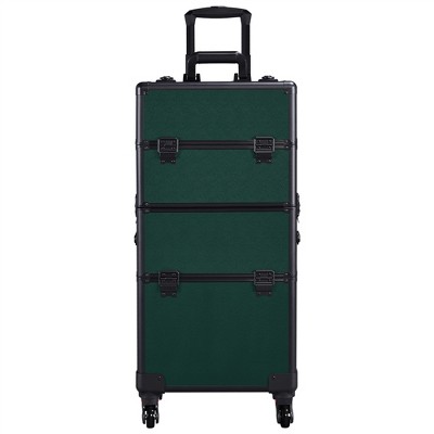 Yaheetech 3 in 1 Aluminum Cosmetic Case Professional Makeup Train Case