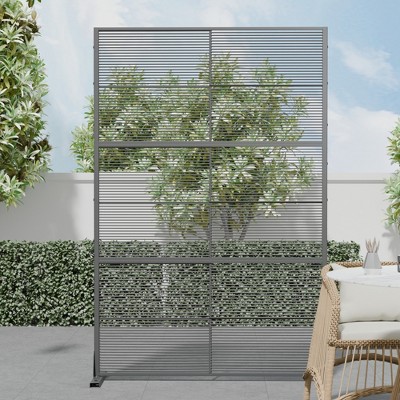Lirago 72 in. Galvanized Metal Outdoor Privacy Screens Garden Outdoor Fence Black