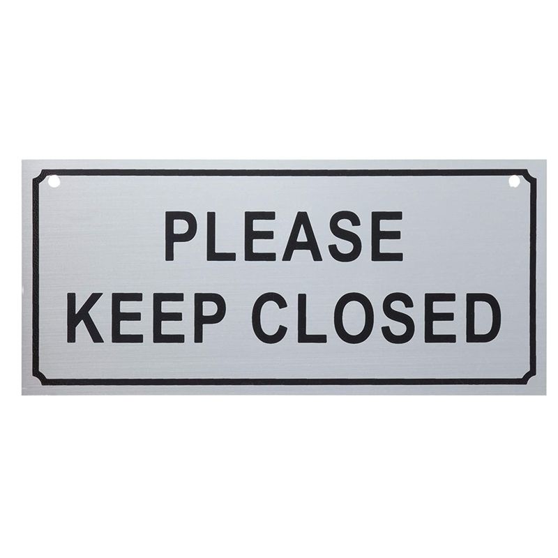 Juvale Please Close Signs - 2-Pack Please Keep Closed Gate Signs, Close Signs for Dog Gate, Business and Home Use, Silver - 7.8 x 3.5 Inches, 4 of 6