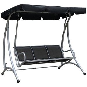 3-Seat Outdoor Patio Swing Chair with Adjustable Canopy & Steel Frame - 1 of 4