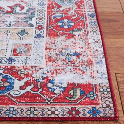 Reversible Tucson Blue and Red Synthetic Area Rug, 4' x 6'