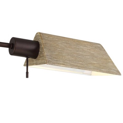Bronze Adjustable Industrial Pharmacy Floor Lamp with Faux Wood