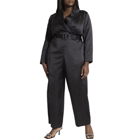 Eloquii Women s Plus Size Pinstripe Blazer Jumpsuit Target