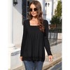Women's Long Sleeve Tunic Tops - Plus Size Square Neck T-Shirt with Solid Color and Fall Lace Blouse,Black - XL - 4 of 4