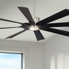 Possini Euro Design 60" Defender Modern Indoor Outdoor Ceiling Fan 8 Blade LED Light Remote Control Brushed Nickel Motor Bedroom Patio Damp Rated - 2 of 4