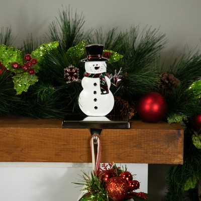Festive Snowman Metal and Plastic Christmas Stocking Holder