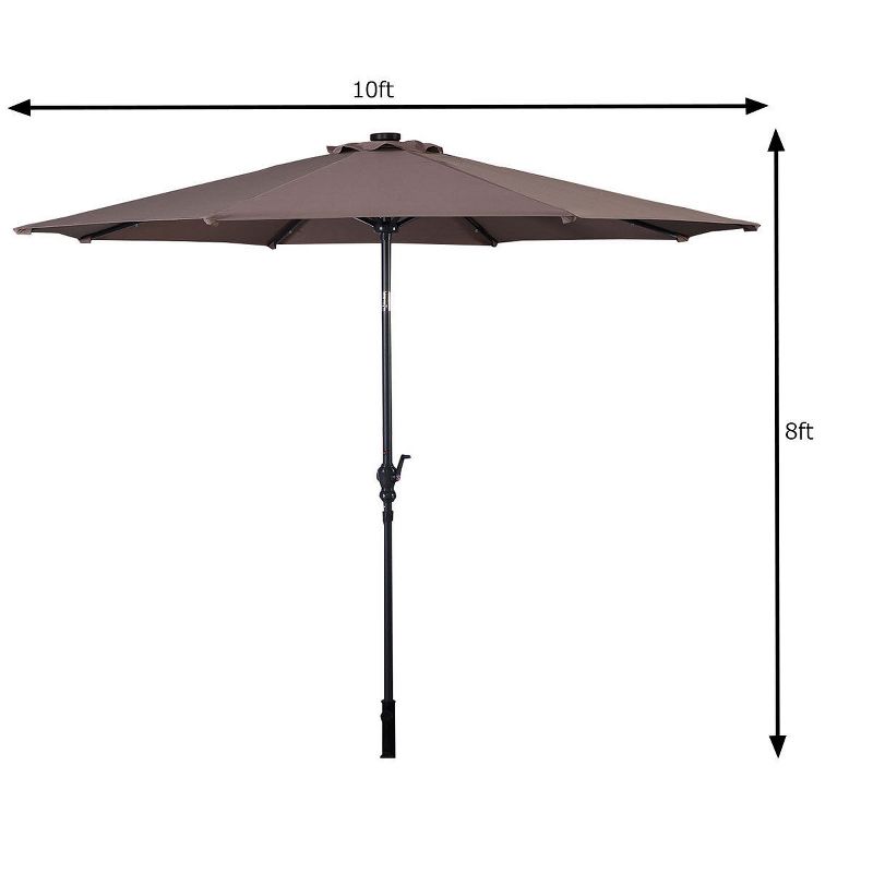 Costway 10ft Patio Solar Umbrella LED Patio Market Steel Tilt w/ Crank Outdoor (Tan), 4 of 11