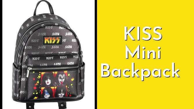 KISS Starchild Demon Spaceman Catman 70s Rock Band Toss Print Mini Backpack Black, 2 of 9, play video