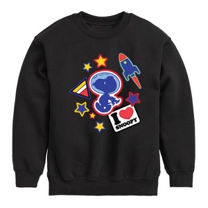 Boys' - Peanuts - Space Snoopy Flair Graphic Long Sleeve Fleece Sweatshirt - 1 of 4