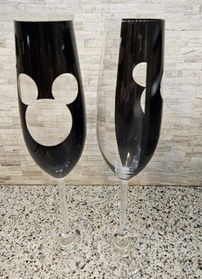 Disney Luxury Mickey Mouse Crystal Stemmed Champagne Flute Glass - 9 oz - Set of 2