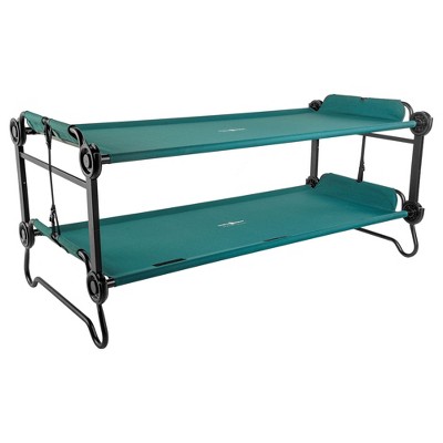 Disc-O-Bed Extra Large Outdoor Convertible 2 Person Bench and Double Camping Cot Portable Bed for Adults, Green