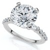 Pompeii3 Certified 3Ct Diamond & Baguette Accent Diamond Ring 14k Gold or Pt Lab Created - 3 of 4