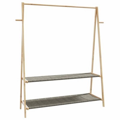 vidaXL Bamboo Coat Rack with Shelves 132 x 45.5 x 150.5 cm