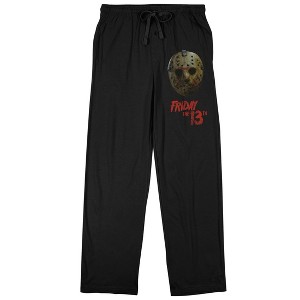 Friday The 13th Jason Voorhees Hockey Mask Men's Black Sleep Pajama Pants - 1 of 2