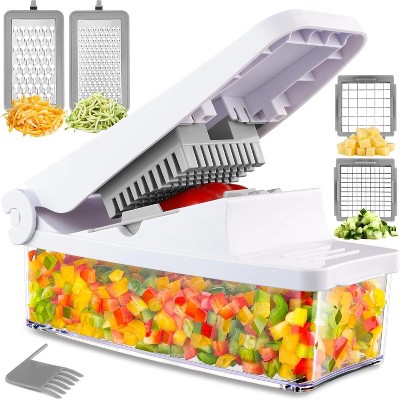 Attop 4-in-1 White Vegetable Chopper – Professional Slicer/Dicer/Shredder for Salads, Onions, Potatoes & Carrots