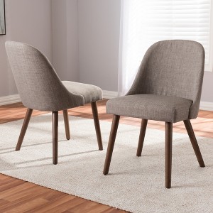 Set of 2 Cody Mid Century Modern Walnut Finished Wood Fabric Upholstered Dining Chair - Baxton Studio - 1 of 4