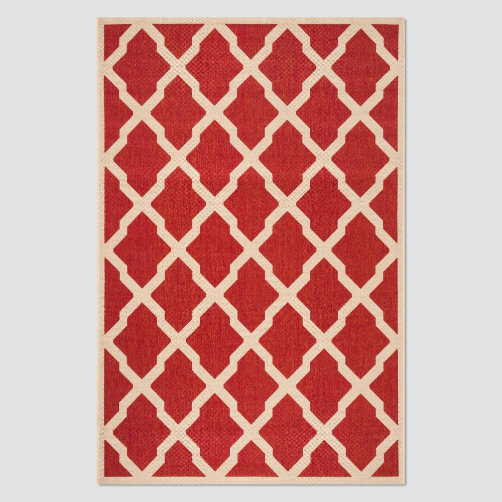 3'X5' Leonida Outdoor Rug Red/Cream - Safavieh